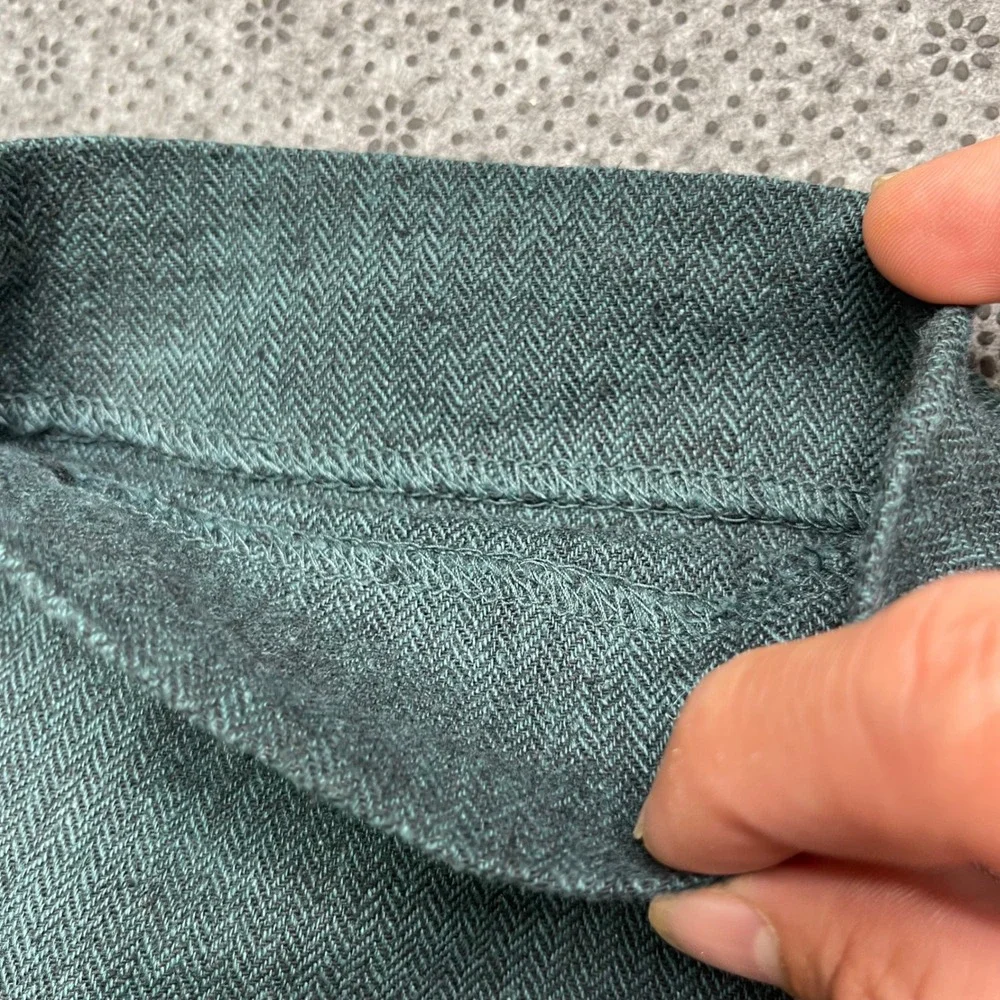 Banana Republic Tailored Fit Herringbone Pants Green Linen Cotton 32x28 Mens